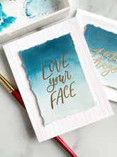 Load image into Gallery viewer, Gina K. Designs - Stamps - Just Because. Just Because is a stamp set by artist Emily Loggans. This set is made of premium clear photopolymer and measures 6&quot; X 8&quot;. Made in the USA.  FEATURES Encouragement, Friendship, Greeting, Sentiment, Love, Hugs, Note, Got This, Hello, Hi, Amazing, Happy Mail. Available at embellishaway.ca in Bowmanville Ontario Canada. Card Example
