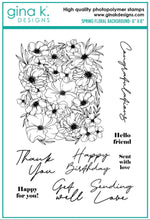 Charger l&#39;image dans la galerie, Gina K. Designs - Stamps - Spring Floral Background. Spring Floral Background is a stamp set by Hannah Drapinski. This set is made of premium clear photopolymer and measures 6&quot; X 8&quot;. Made in the USA. Available at Embellish Away located in Bowmanville Ontario Canada.
