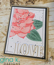 Load image into Gallery viewer, Gina K. Designs - Stencil - Layered Peony. Gina K. Designs Art Screens can be used with ink, sprays, pastes, and gels to create beautiful backgrounds and images. Layer stencils together for more options. Available at Embellish Away located in Bowmanville Ontario Canada. Card example by brand ambassador.
