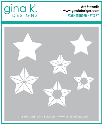 Gina K. Designs - Stencil - Star Studded. Gina K. Designs Art Screens can be used with ink, sprays, pastes, and gels to create beautiful backgrounds and images. Layer stencils together for more options. Wash with soap and warm water. Pat dry. Available at Embellish Away located in Bowmanville Ontario Canada.