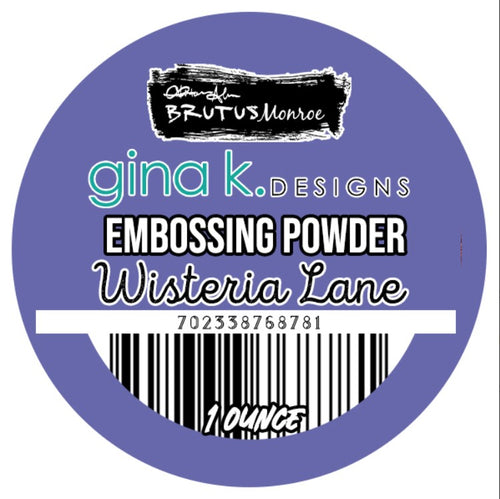 Gina K. Designs and Brutus Monroe - Embossing Powder - Wisteria Lane. This container includes 1 oz. of Wisteria Lane embossing powder. Available at Embellish Away located in Bowmanville Ontario Canada.