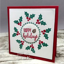 गैलरी व्यूवर में इमेज लोड करें, Gina K. designs - Stamps - Holiday Wreath Builder. The Holiday Wreath Builder Stamp set works with the Wreath Builder Templates. (sold separately Available at Embellish Away located in Bowmanville Ontario Canada. Card example by brand ambassador.
