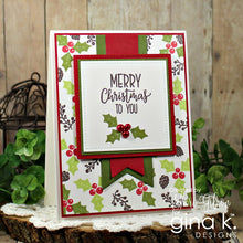 गैलरी व्यूवर में इमेज लोड करें, Gina K. designs - Stamps - Holiday Wreath Builder. The Holiday Wreath Builder Stamp set works with the Wreath Builder Templates. (sold separately Available at Embellish Away located in Bowmanville Ontario Canada. Card example by brand ambassador.
