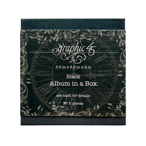  Graphic 45 - Staples Album In A Box - Black.  Available at Embellish Away located in Bowmanville Ontario Canada.