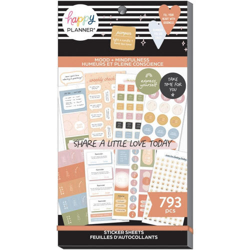 Me & My Big Ideas - Happy Planner - Sticker Value Pack - 30/Sheets - Moods + Mindfulness. Perfect for any undated planner, our Essential Dates sticker pack is essential for the planner who loves complete customization. Label months, dates, and holidays. Available at Embellish Away located in Bowmanville Ontario Canada.