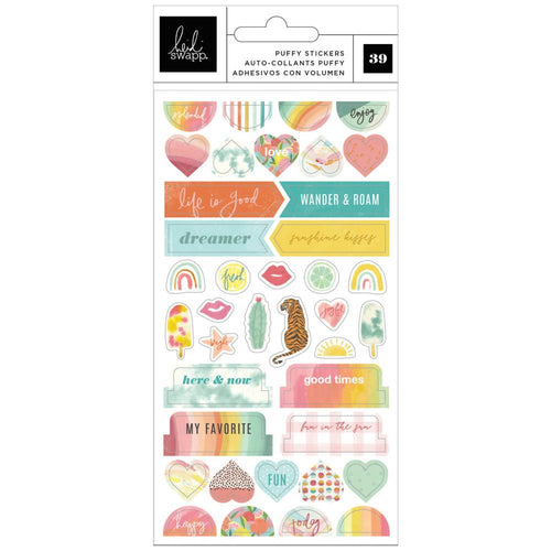 Heidi Swapp - Sun Chaser - Mini Puffy Stickers - 39/Pkg. Available at Embellish Away located in Bowmanville Ontario Canada.