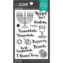 Charger l&#39;image dans la galerie, Hero Arts - Clear Stamps 4&quot;X6&quot; - Mazel Tov. A lovely collection of Jewish holiday messages for use year round. Featuring nine mix and match sentiments as well as six holiday images for building card fronts, scrapbook pages, or party decorations. Hero Arts 4x6 inch clear stamp sets offer the best quality in the market. They are made in the USA. Available at Embellish Away located in Bowmanville Ontario Canada.
