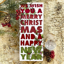 Load image into Gallery viewer, Hero Arts - Fancy Dies Slimline - Christmas &amp; New Year Cover Plate. This cover plate die is perfect to use as a positive and negative, so don&#39;t throw away your scraps. Easily utilize your scraps and make 2 cards at once. Measures 3.25 x 8 inches. Available at Embellish Away located in Bowmanville Ontario Canada.
