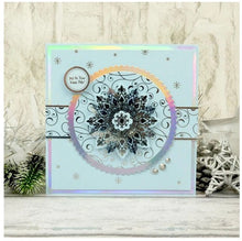 Charger l&#39;image dans la galerie, Hunkydory Crafts - Die-cuts - Let it Snow Snowflake. 10-sheet pack, 2 x A4 sheets in each of the 5 colourways.  Each pack contains 10 x A4 beautifully foiled &amp; die-cut cardstock sheets, featuring a variety of delicate snowflake designs. Each sheet includes 23 different snowflakes, that’s a whopping 230 snowflakes in every pack! Available at Embellish Away located in Bowmanville Ontario Canada. Card example by Hunkydory Crafts.
