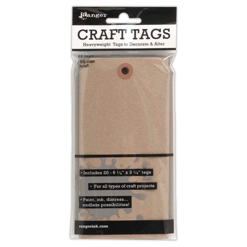 RANGER-Inkssentials Brown Surface Craft Tags. Ranger's Brown Craft Tags are the perfect blank surface to stamp, ink, paint, emboss, decorate, embellish and alter! Black core and smooth finish accepts all types of medium and durable cardstock works on wet and dry techniques. This package includes 20 surfaces. Available in a variety of sizes: each sold separately. Made in USA. Available at Embellish Away located in Bowmanville Ontario Canada.