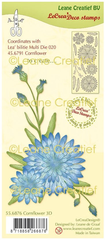 Leane Creatief - Lecreadesign Deco Clear Stamp - Cornflower 3D. Use this stamp set alone, or in combination with the Cornflower multi die set to add detail to your die cut projects. Available at Embellish Away located in Bowmanville Ontario Canada.