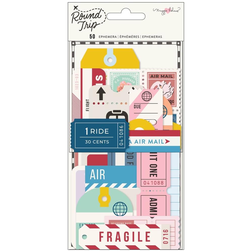 Maggie Holmes - Ephemera Cardstock Die-Cuts - Round Trip - Tag Pack - 50/Pkg. Available at Embellish Away located in Bowmanville Ontario Canada.