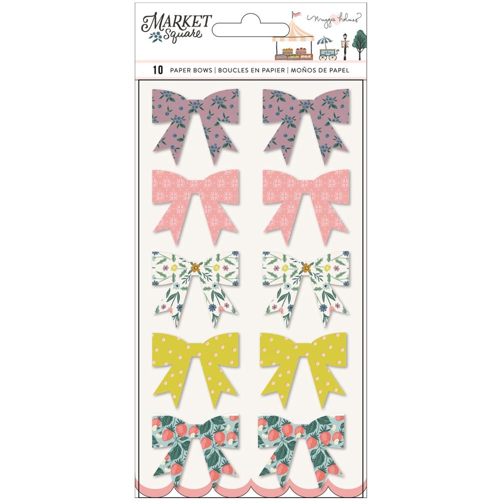 American Crafts - Maggie Holmes - Market Square - Paper Bows - 10/Pkg. Available at Embellish Away located in Bowmanville Ontario Canada.