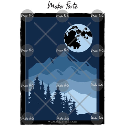 Maker Forte - Layered Stencils A2 - Scene The World- Mountain Full Moon. Available at Embellish Away located in Bowmanville Ontario Canada.