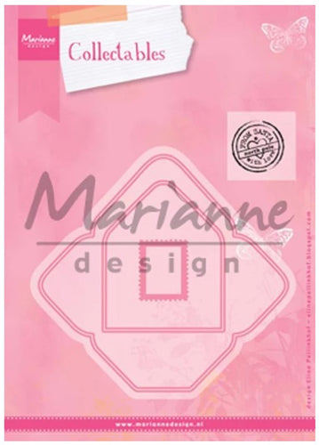Marianne Design - Collectable - Eline's Envelope. This set consists of 3 dies and 1 postage clear stamp. Create your own letter to Santa or hide a special message inside for your friends/family and add to a card or scrapbook page.  Makes a 2