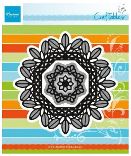 Marianne Design - Craftables Dies - Tiny's Country Garden. Elegant 5 piece flower die set. Large and small frames, 2 solid background dies and a small cut out flower.  Size: Largest flower frame is 5