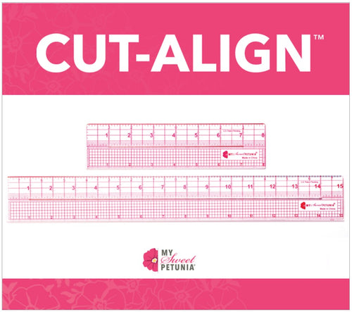 My Sweet Petunia - Cut Align - Sometimes a ruler or a paper trimmer aren't enough for the unique needs of a papercrafter. The Cut-Align fills in all the gaps by combining precision measurement with precision cutting on even the smallest scale.  Size: Small ruler is 8 inches, Large ruler is 15 inches. Available at Embellish Away located in Bowmanville Ontario Canada.