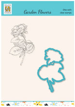 Load image into Gallery viewer, Nellie&#39;s Choice - Die &amp; Stamp Set - Garden Flowers Series - Rose. This stamp and die set features a rose blossom. Includes a clear stamp with a coordinating outline die to make cutting easier. Includes: 1 stamp; 1 die  Size: 51mm x 82mm | 2.0&quot; x 3.2&quot;. Available at Embellish Away located in Bowmanville Ontario Canada.
