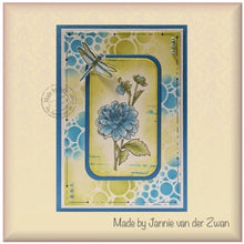Cargar imagen en el visor de la galería, Nellie&#39;s Choice - Die &amp; Stamp Set - Garden Flowers Series - Rose. This stamp and die set features a rose blossom. Includes a clear stamp with a coordinating outline die to make cutting easier. Includes: 1 stamp; 1 die  Size: 51mm x 82mm | 2.0&quot; x 3.2&quot;. Available at Embellish Away located in Bowmanville Ontario Canada. card design by Jannie van der Zwan.
