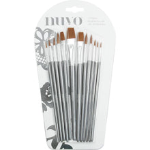 Charger l&#39;image dans la galerie, Nuvo - Paint Brushes - 12/Pkg. Perfect for beginners or experts, this brush set gives you the creative freedom to paint anytime, anywhere. The wide range of sizes can be used with both acrylic and watercolor, from extensive canvas pieces to postcard-sized creations.  Available at Embellish Away located in Bowmanville Ontario Canada.
