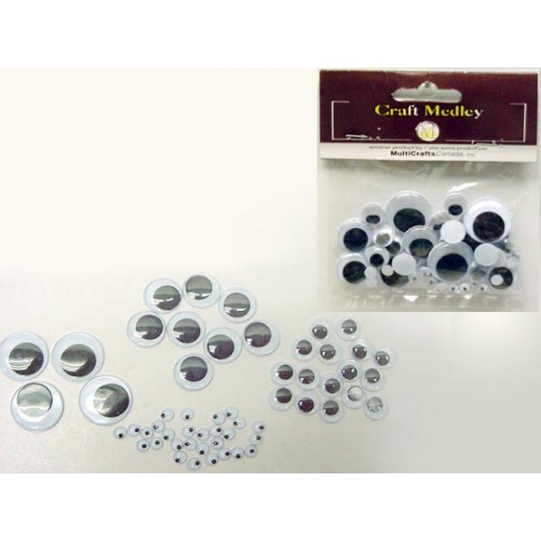Paste on Googley eyes - 4MM Carded.  Choose from a variety of sizes or an assorted package. Available at Embellish Away located in Bowmanville Ontario Canada.
