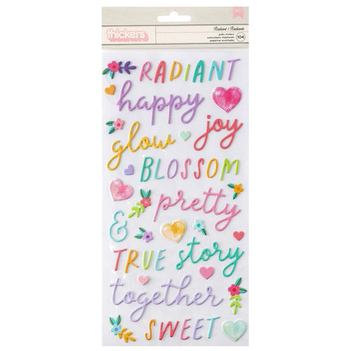 Paige Evans - Thickers Stickers - 49/Pkg - Radiant Phrase/Foam & Cardstock - Blooming Wild. Available at Embellish Away located in Bowmanville Ontario Canada.