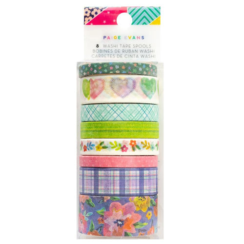 Paige Evans - Washi Tape - 8/Pkg - Blooming Wild. Available at Embellish Away located in Bowmanville Ontario Canada.