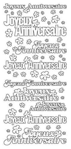 Peel-Off Stickers - Joyeux Anniversaire. A sticker sheet with French language text 