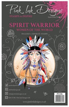 Load image into Gallery viewer, Pink Ink Designs - A5 Clear Stamp Set - Spirit Warrior. From the Women of the World series this is a beautifully hand drawn image is her own hero and celebrates Native American Women and culture. This stamp can be used in so many ways you will pull it out again and again. She comes with additional elements for you to add to your projects. Available at Embellish Away located in Bowmanville Ontario Canada.
