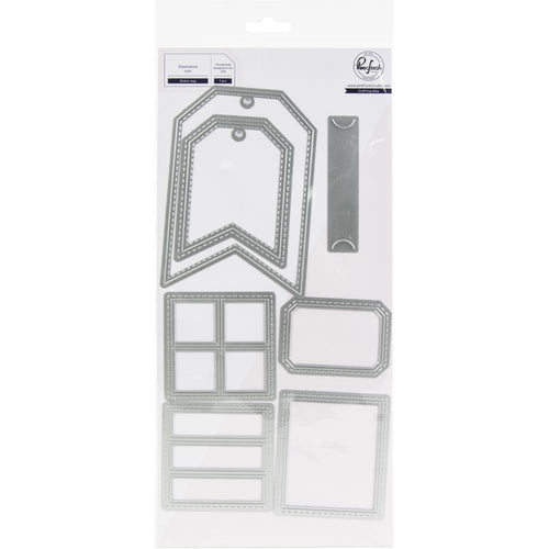 Pinkfresh Studio - Essentials Die Set - Tag. The Essentials Dies work in most of the leading die-cutting Machines (sold separately). The perfect addition to scrapbook pages, cards and other paper crafting projects! This package contains Tag: seven dies measuring between .75x3.5 inches and 5.125x3.5 inches. Imported. Available at Embellish Away located in Bowmanville Ontario Canada.
