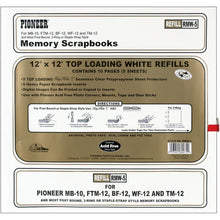 Load image into Gallery viewer, Pioneer - Universal Top-Loading Page Protectors - 5/Pkg - 12&quot;X12&quot; (W/White Inserts). PIONEER-Heavy paper inserts with top loading sheet protectors. Can be used with post bound, strap style or 3-ring albums. Acid free, lignin free and PVC emission free. Available at Embellish Away located in Bowmanville Ontario Canada.
