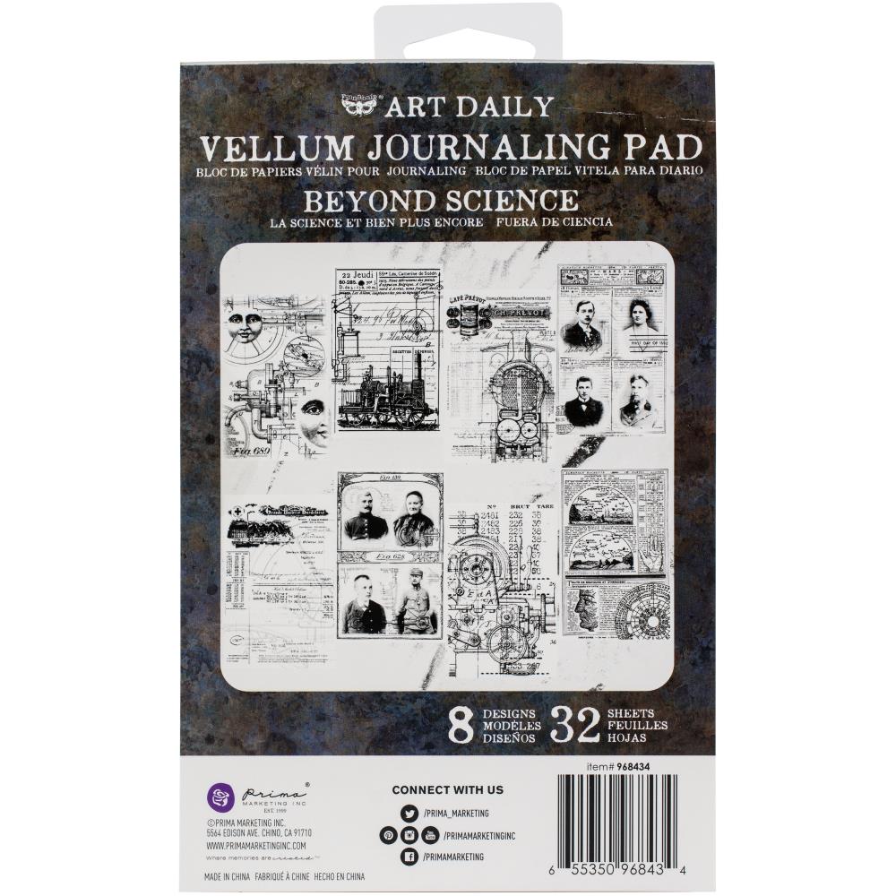 Prima Marketing - Art Daily Vellum Pad - 32/Pkg - Beyond Science. Add these vellum sheets to your favorite mixed media projects! Use soft gloss gel, matte gel or as is to add these decorative pieces to your projects. Available at Embellish Away located in Bowmanville Ontario Canada.