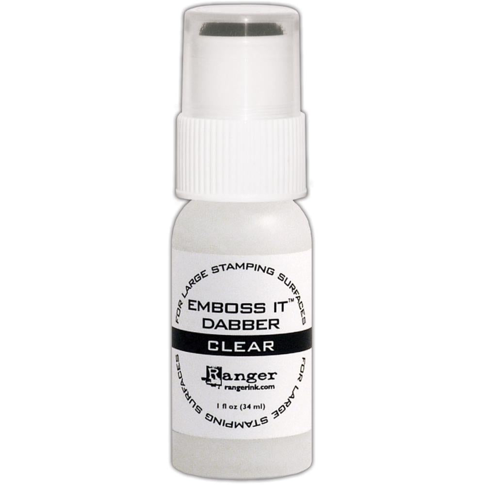 RANGER-Emboss It Dabber. This bottle of embossing ink features a dauber-top so you can easily apply the ink to any size stamp. Each package contains one 1 fl. oz. Emboss It Dabber bottle. Made in USA. Available at Embellish Away located in Bowmanville Ontario Canada.