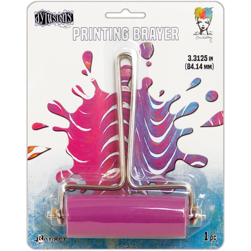Ranger - Gel Press Plate Brayer - Medium. Use to apply paints and mediums to gel plates. Be creative! Embellish your brayer with rubber bands, bubble wrap, burlap, unmounted stamps, lace and so much more! Available at Embellish Away located in Bowmanville Ontario Canada.