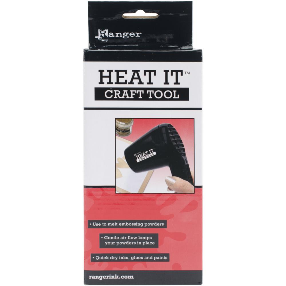 Ranger-Heat It Craft Tool. Gentle air flow keeps your powders in place! It is quiet ergonomic quick and safe! This tool is great for curing embossing powders, shrinking plastic and tubing quick drying inks, glues and paints. Available at Embellish Away located in Bowmanville Ontario Canada.