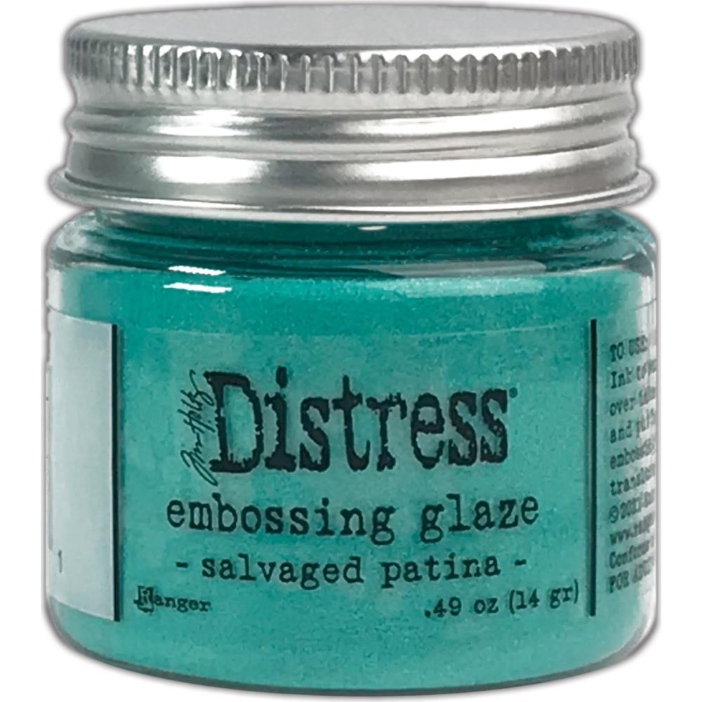 Tim Holtz - Ranger - Distress Embossing Glaze - Salvaged Patina. Add dimension to your projects with new embossing glaze! These translucent embossing powders are ideal for layering on surfaces. Available at Embellish Away located in Bowmanville Ontario Canada.
