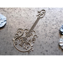 Load image into Gallery viewer, Scrapaholics - Laser Cut Chipboard - 1.8mm Thick - Flourish Guitar - 5.75&quot;X2.75&quot;. Available at Embellish Away located in Bowmanville Ontario Canada.
