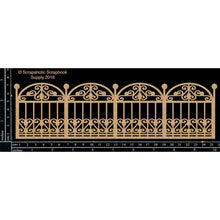 Load image into Gallery viewer, Scrapaholics - Laser Cut Chipboard 1.8mm Thick - Iron Fence - 10&quot;X3&quot;. Available at Embellish Away located in Bowmanville Ontario Canada.

