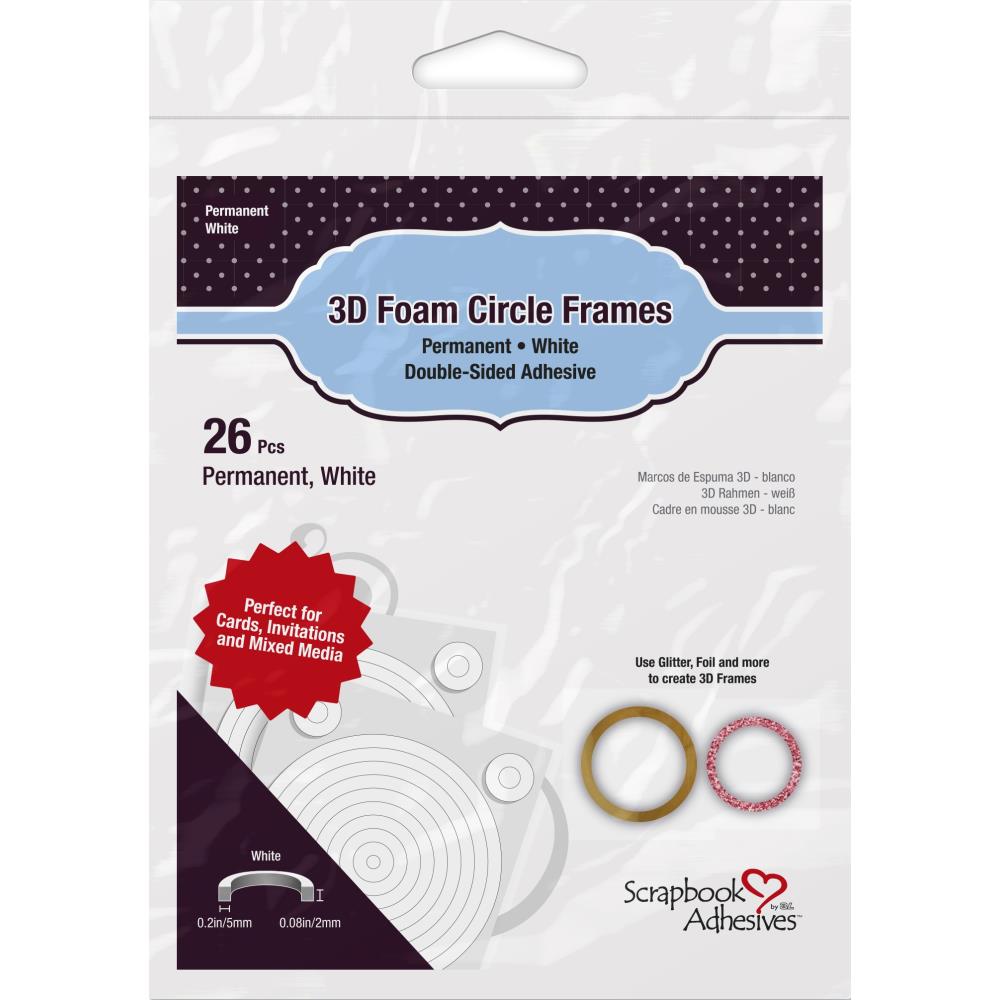 Scrapbook Adhesives - 3D Foam Circle Frames - Permanent - White