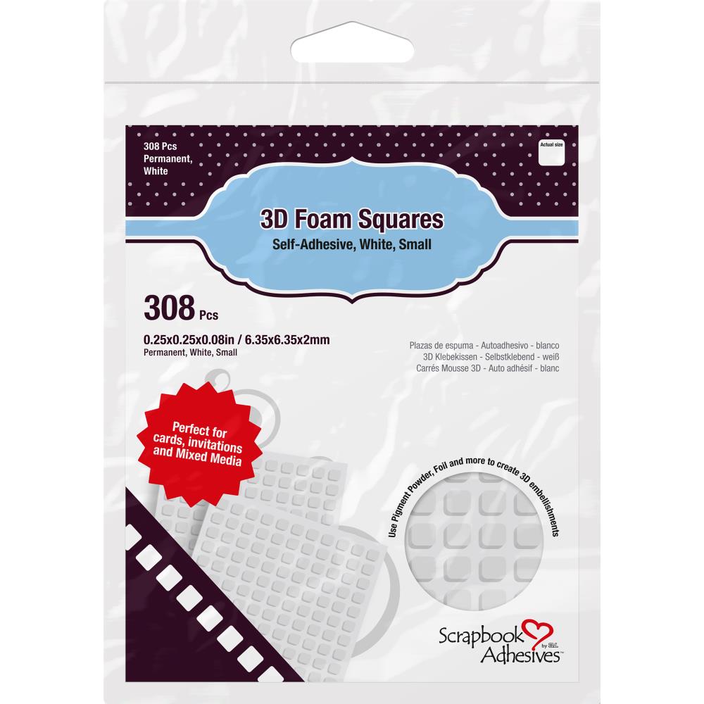 Scrapbook Adhesives 3D Self-Adhesive Foam Squares 308/Pkg White, .25