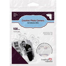 Load image into Gallery viewer, Scrapbook Adhesives - Paper Photo Corners Self-Adhesive - 108/Pk - White. 3L CORP-Classic Style Paper Photo Corners. Classic style paper corners in an easy to use self-adhesive version. Perfect for safely adhering photos to scrapbook pages so that they can be taken out without damage. Archival quality, Available at Embellish Away located in Bowmanville Ontario Canada.
