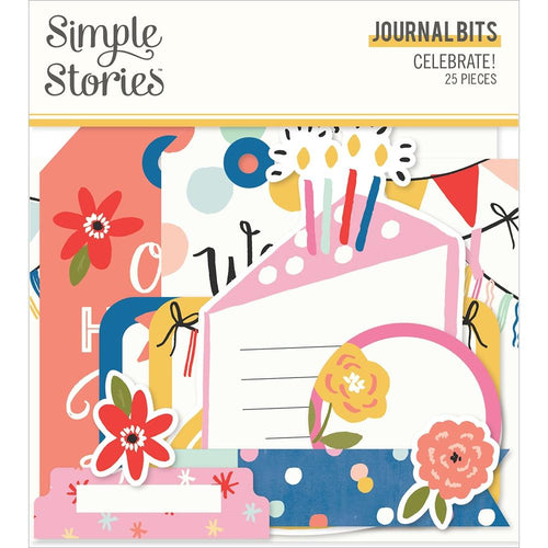 Simple Stories - Bits & Pieces Die-Cuts - 25/Pkg - Celebrate! - Journal. Available at Embellish Away located in Bowmanville Ontario Canada.