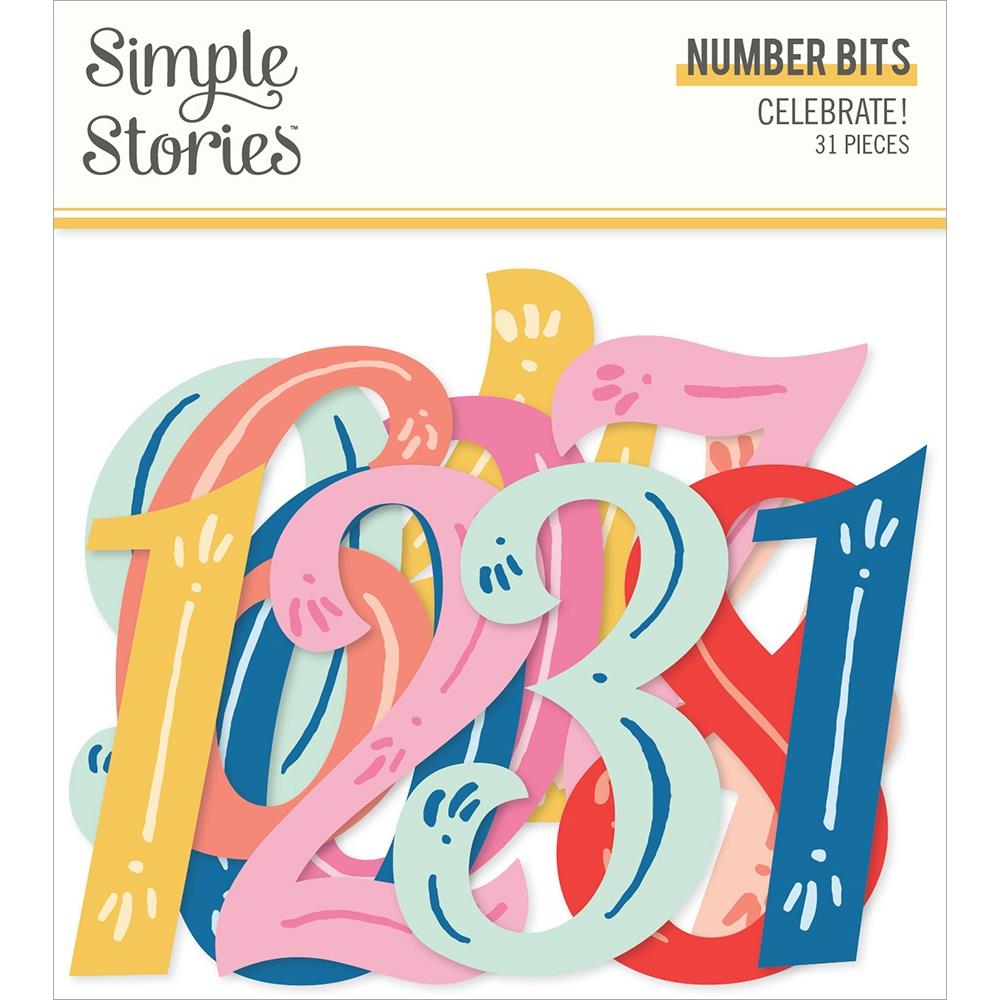 Simple Stories - Bits & Pieces Die-Cuts - 31/Pkg - Celebrate! - Number. Available at Embellish Away located in Bowmanville Ontario Canada.