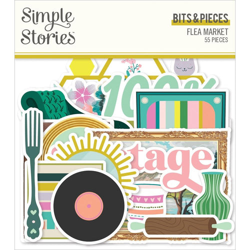 Simple Stories - Bits & Pieces Die-Cuts - 55/Pkg - Flea Market. Die-Cuts are a great addition to scrapbook pages, greeting cards and more! The perfect embellishment for all your paper crafting needs! Available at Embellish Away located in Bowmanville Ontario Canada.
