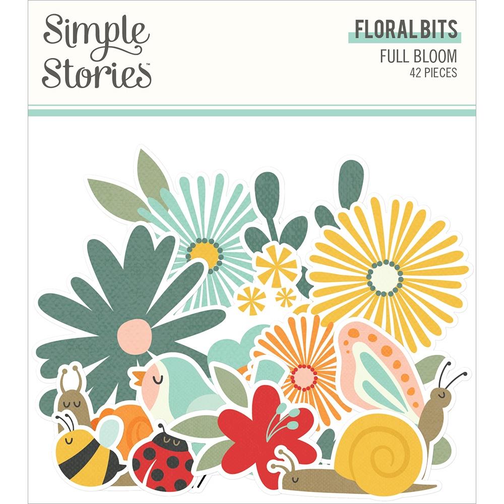 Simple Stories - Bits & Pieces Die-Cuts - 42/Pkg - Full Bloom - Floral. This package includes 42 Die Cut Cardstock Pieces. Made in USA. Available at Embellish Away located in Bowmanville Ontario Canada.