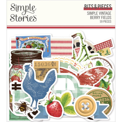 Simple Stories - Bits & Pieces Die-Cuts - 59/Pkg - Simple Vintage Berry Fields. Die-Cuts are a great addition to scrapbook pages, greeting cards and more! The perfect embellishment for all your paper crafting needs! Available at Embellish Away located in Bowmanville Ontario Canada.