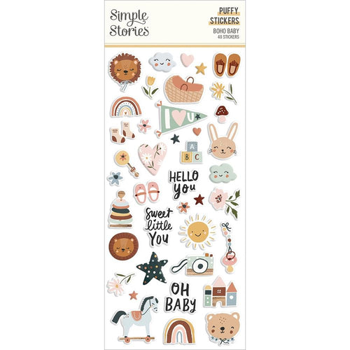 Simple Stories - Boho Baby - Puffy Stickers - 40/Pkg. Available at Embellish Away located in Bowmanville Ontario Canada.