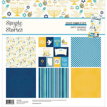 Charger l&#39;image dans la galerie, Simple Stories - Collection Kit 12&quot;X12&quot; - Happy Hanukkah. This collection includes 6 sheets of double-sided 12x12 Designer Cardstock including cut apart Elements; 2 sheets each of 3 designs and a 6x12 Cardstock Sticker Sheet with 39 stickers. Available at Embellish Away located in Bowmanville Ontario Canada.
