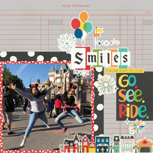 Load image into Gallery viewer, Simple Stories - Collection Kit 12&quot;X12&quot; - Say Cheese At The Park. This 12x12 Collection includes 6 sheets of double-sided 12x12 Designer Cardstock including cut apart Element Sheets and a 12x12 Cardstock Sticker Sheet with 84 stickers; 96 pieces. Available at Embellish Away located in Bowmanville Ontario Canada. Layout by Brand Ambassador.

