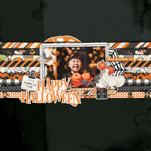 Load image into Gallery viewer, Simple Stories - Collection Kit 12&quot;X12&quot; - Simple Vintage October 31st. 12 sheets of double-sided 12x12 Designer Cardstock including cut apart Journal and Elements Sheets and a 12x12 Cardstock Sticker Sheet with 77 stickers; 99 pieces. Available at Embellish Away located in Bowmanville Ontario Canada. Scrapbook layout by brand ambassador.
